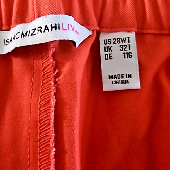 NWT Isaac Mizrahi  Women’s Hot Coral Stretch Crop Pants Tall Size 28 Side Slit - Picture 7 of 7